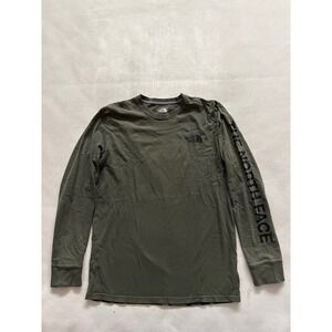 The North Face Mens Long Sleeve Logo Graphic T-Shirt Olive Green M Standard